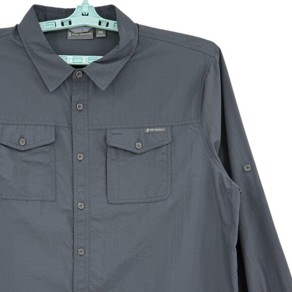 NWT Free Country Men's Expedition Moisture Wicking Storm Gray Nylon Shirt Sz XXL - Picture 5 of 12